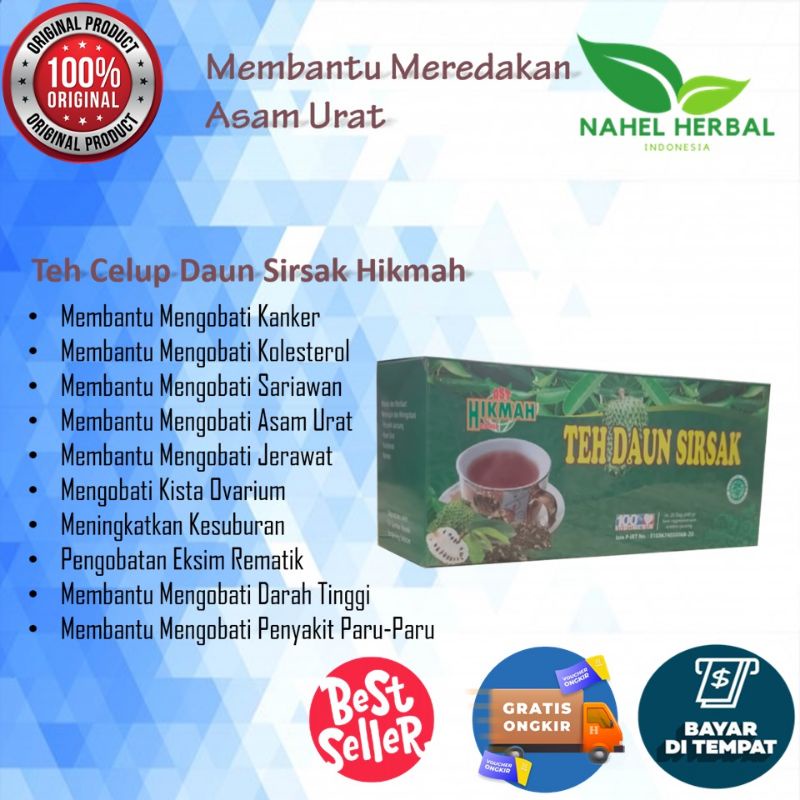 

(BISA COD) Teh Celup Daun Sirsak Hikmah. Obat Herbal Alami Untuk Jantung - Asam Urat - Kolestrol - Kanker