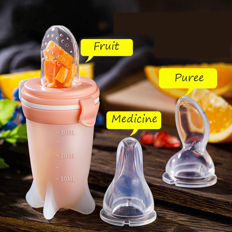 Kinbata 3 in 1 Botol Dot Silicone Sendok Makan Bayi / Sendok Makan Botol Dot SIlikon Praktis BPA FREE