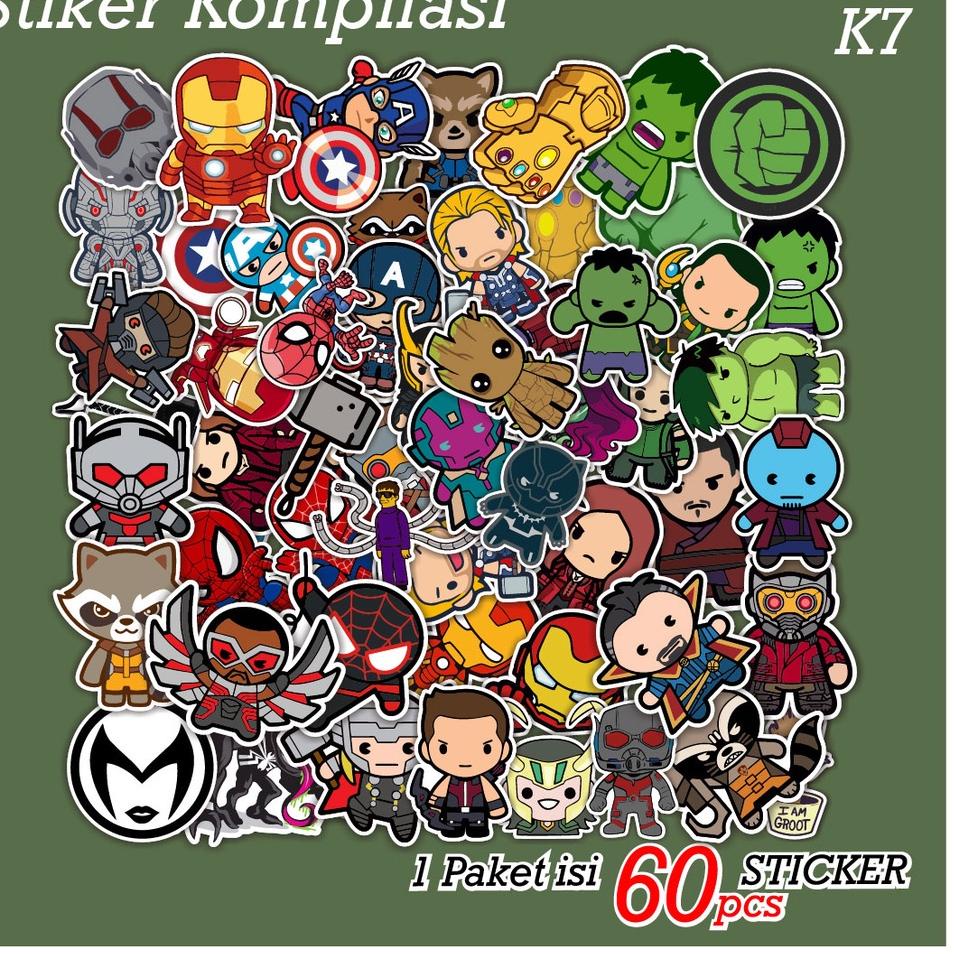 

elu [ MAC ] 60 PCS STICKER SUPERHERO SUPERMAN HULK KAPTEN AMERIKA THOR LUCU AESTHETIC ANTI AIR UNTUK LAPTOP CASE TUMBLER KOPER HP - K7 ♦