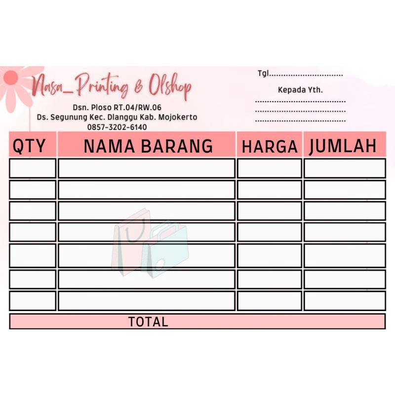 

NOTA OLSHOP CUSTOM / NOTA OLSHOP MURAH / NOTA PENGIRIMAN