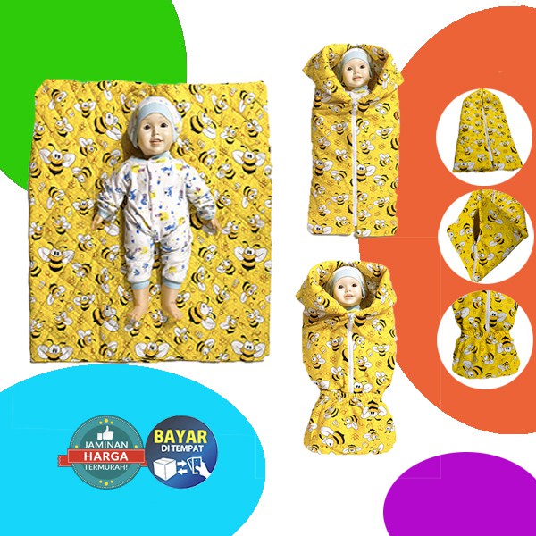 Sleeping Bag Baby Multi Fungsi / Selimut Topi / bad cover Bayi