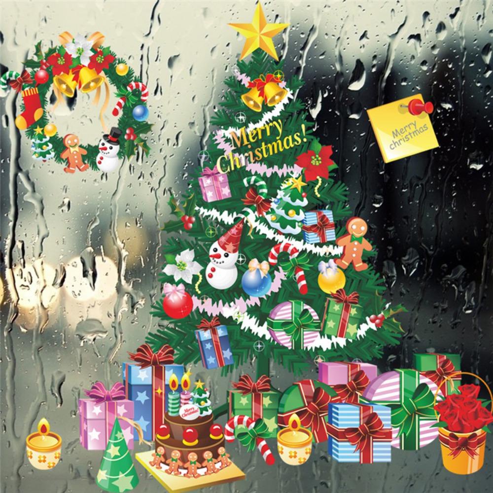 Solighter Stiker Dinding Xmas Removable Window Decal Dekorasi Liburan