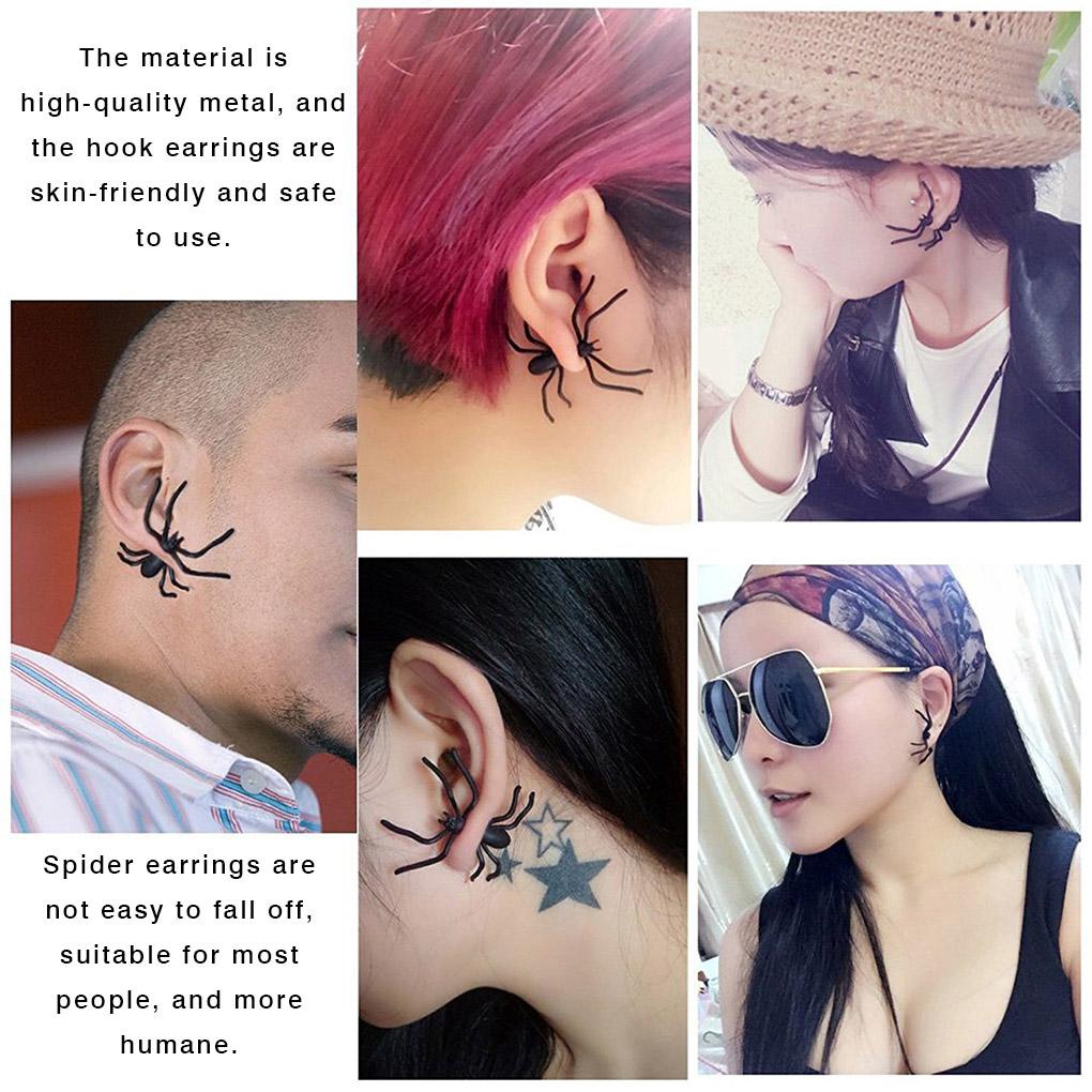Anting Stud Desain Laba-Laba Warna Hitam Gaya Punk Untuk Halloween (house2020)
