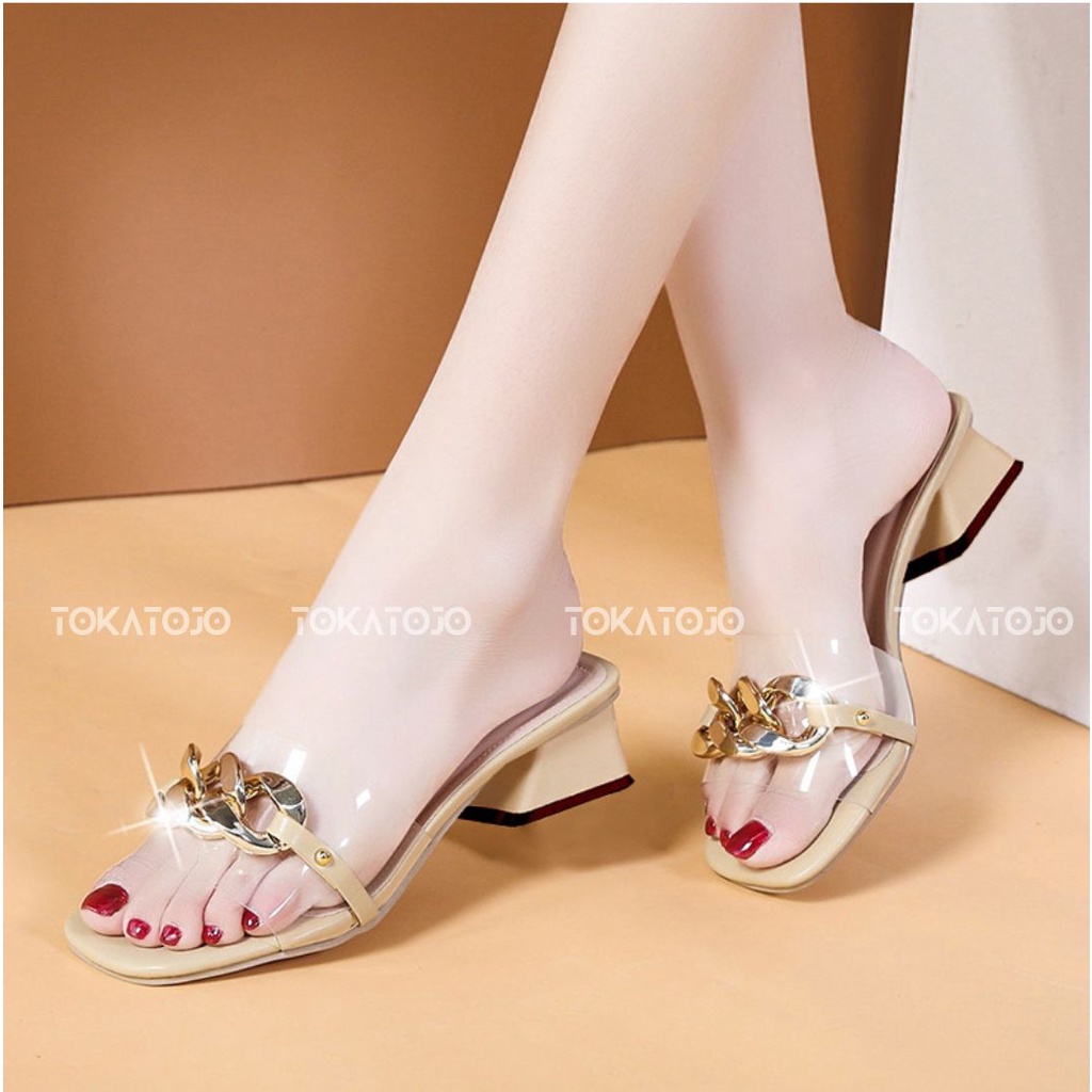 Sandal HEELS/Sandal Hak tahu wanita 3 cm terbaru mikarantai premium Sandal wanita hak tahu 3 cm kokop new fashion Sandal TOKATOJO SUMN07