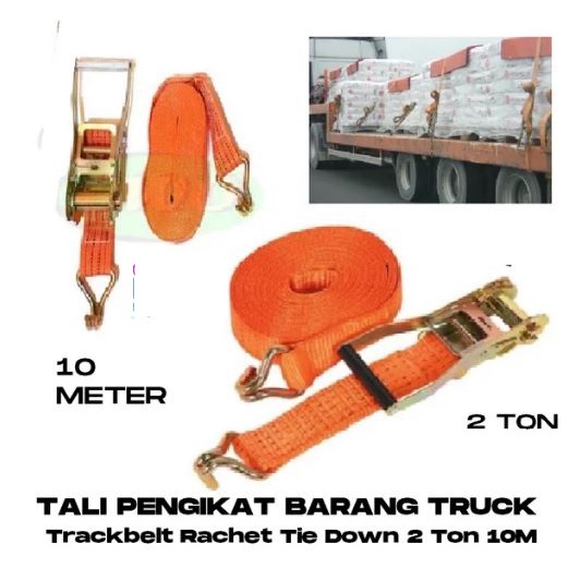 [2 pcs] Tali Pengikat Barang Rachet Tie Down 2&quot;x10M Cargo Lashing BELT Bak Truk KREK SOUND SISTEM CARGO LASHING TRACK TREK BELT TRACKBELT TALI PENGIKAT BARANG TRUCK