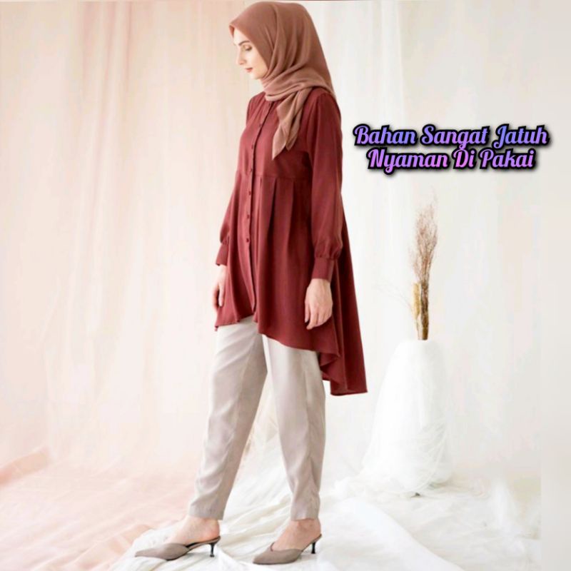 Kemeja Wanita Rayon SUPER PREMIUM Ld 104 cm All Size Murah Banget Kemeja Tunik Wanita Atasan Wanita Lengan Panjang Blouse Rempel Wanita