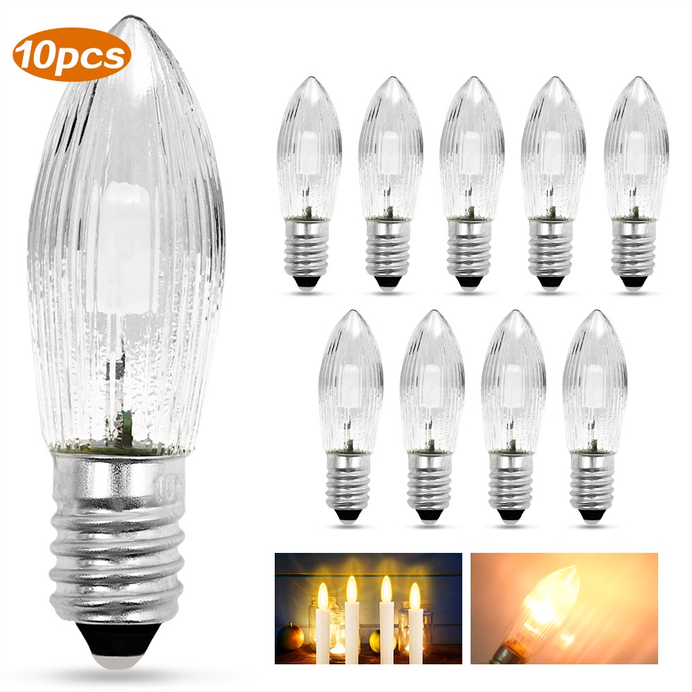 10 Pcs Bohlam Lampu Led E10 3w 12v 14v 34v Bentuk Lilin Untuk Kamar Mandi