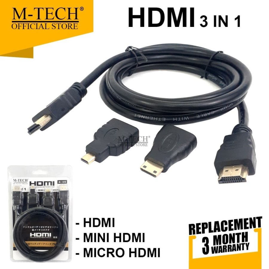 KABEL HDMI 3 IN 1 / KABEL HDMI 3IN1 (HDMI + MINI HDMI + MICRO HDMI)