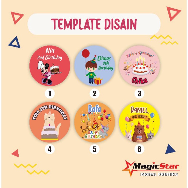 

Stiker Bulat Happy Birthday Anak Kids Cutting Lucu Dinosaurus Hewan Zoo