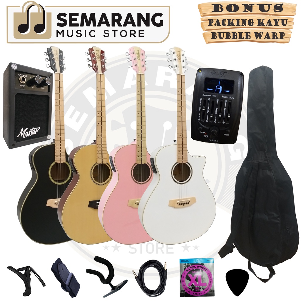 Gitar Akustik Elektrik Cole Clark Fingerboard Maple Preamp Equalizer Tuner Cowboy Prener New