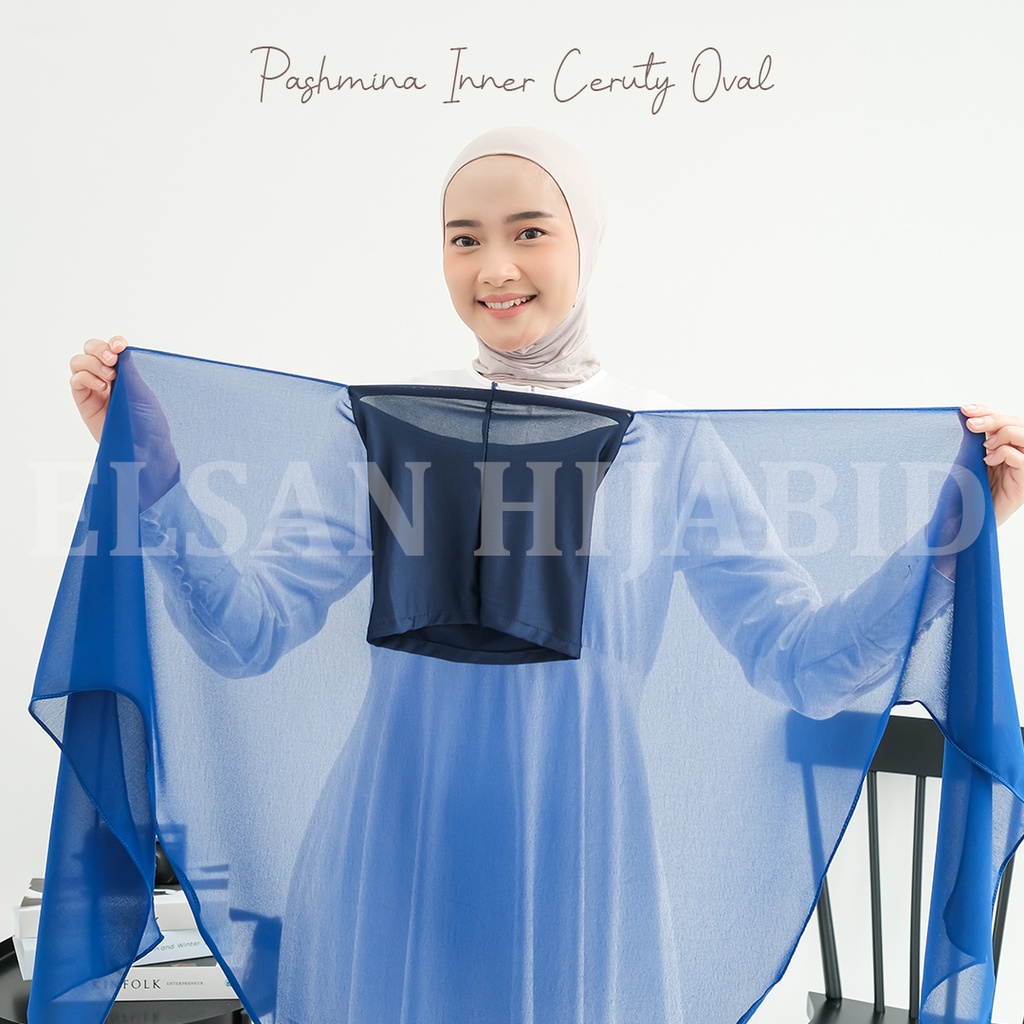 Pashmina oval + Inner 2in1 bisa bolak balik / pashmina ceruty inner oval