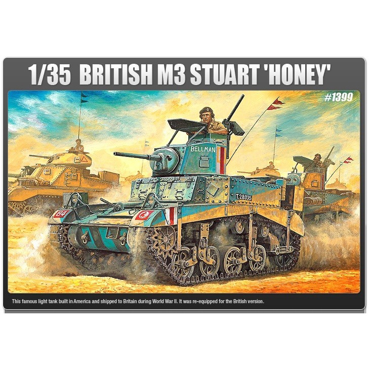 Model Kit Academy 1/35 BRITISH M3 STUART HONEY 13270/Mainan Militer