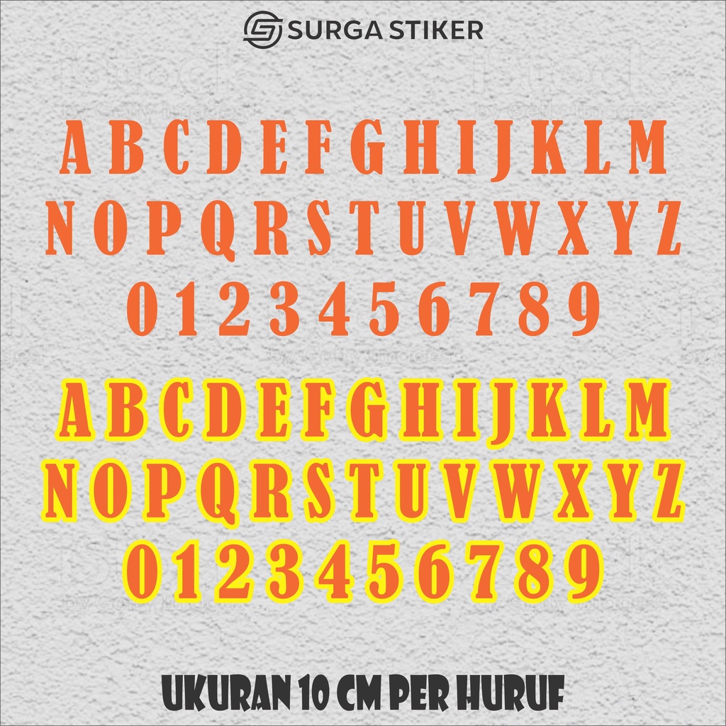 

Sticker Stiker Abjad Kaca Etalase Gerobak Murah Sedang ukuran 10cm
