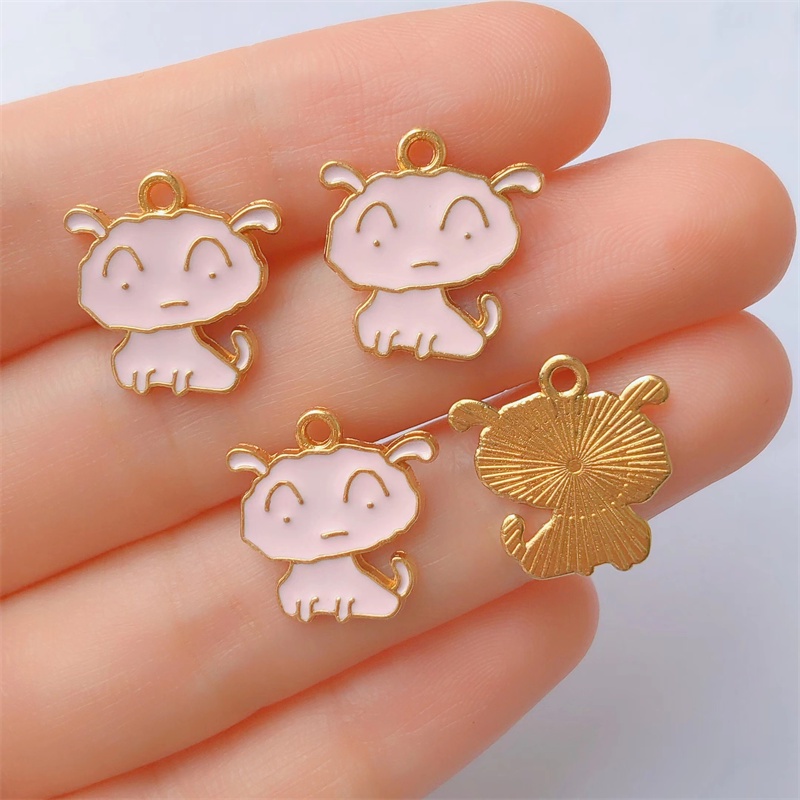 4pcs Liontin Kalung Anting Gelang Charms Bentuk Anjing Bahan Alloy Untuk Wanita