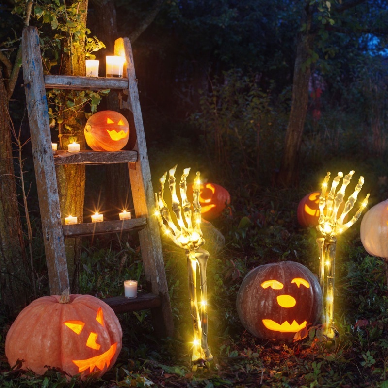 Lampu String LED Bentuk Tangan Tengkorak Untuk Dekorasi Halloween