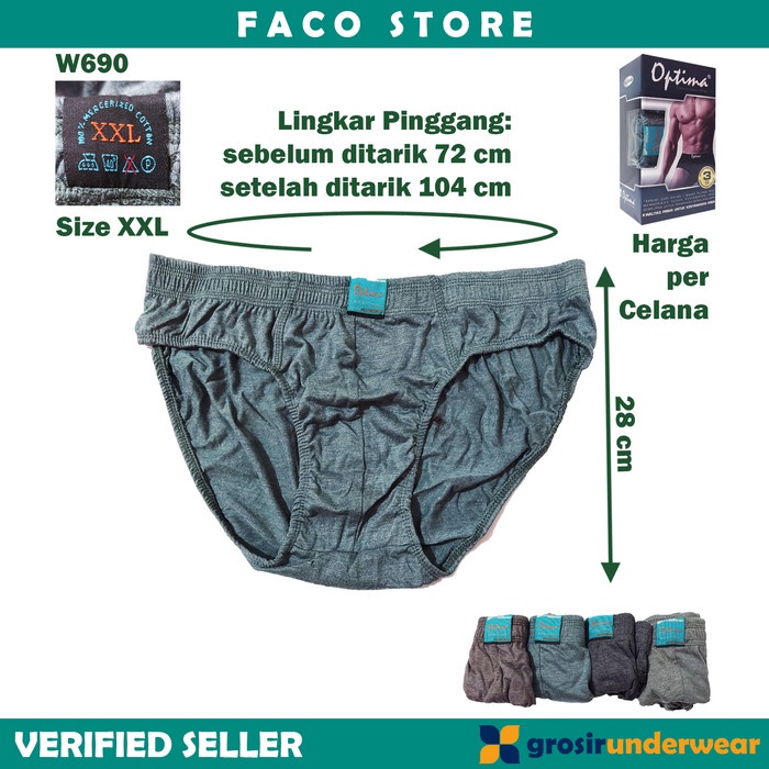 CD Jumbo Pria Celana Dalam Laki-Laki Besar OPTIMA Size XXL-XXXXL F58 - XXL