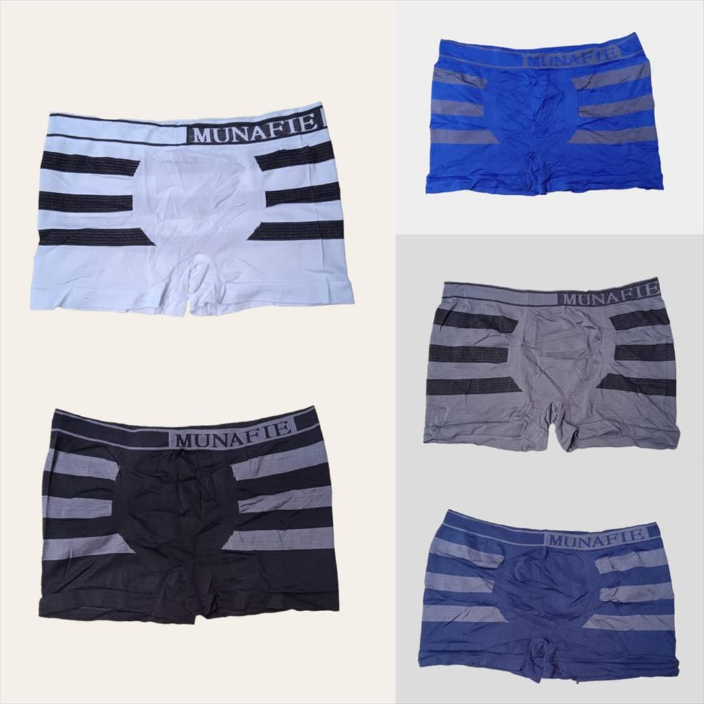 MJS 833 - Celana Dalam Pria Garis  Boxer Underware Import Bahan Adem Melar Stretch