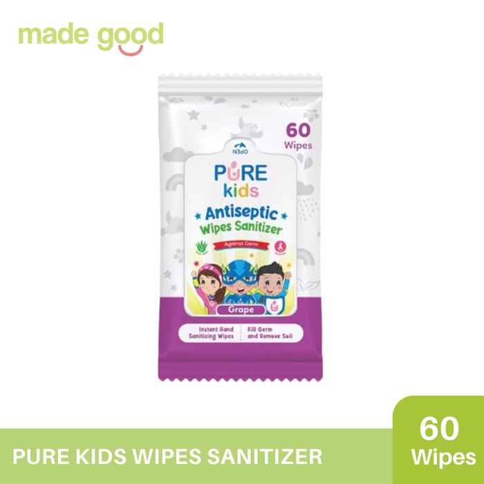 

Pure Kids Antiseptic Wipes Sanitizer Grape 60's Tisu Basah Bayi