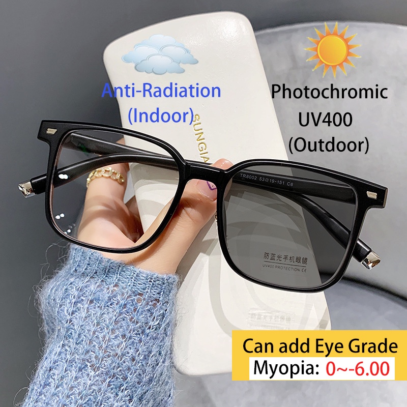 Kacamata Anti Radiasi Photochromic Minus Customized GM Untuk Pria Dan Wanita