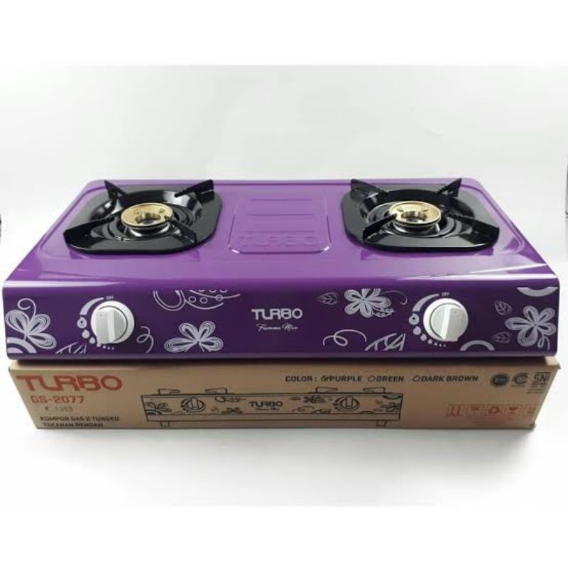 TURBO Kompor Gas 2 Tungku GS2077 Garansi Resmi - New Model Coklat dan hijau