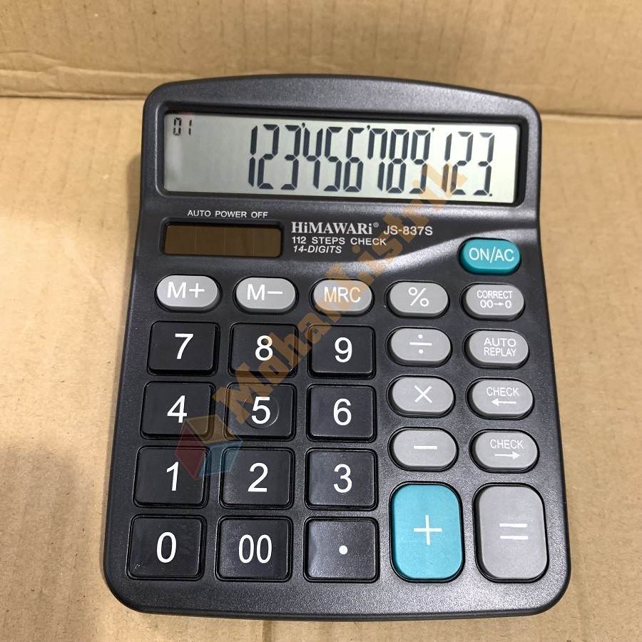 HIMAWARI Kalkulator JS-837S Alat Mesin Hitung 14 Digit Calculator Keypad Empuk Cocok Untuk Dagang Dan Kantor Calkulator Auto Replay &amp; Chek Corect Power Solar cell tenaga Surya dan Baterai AA Awet Dan Berkualitas Harga Termurah JS 837S