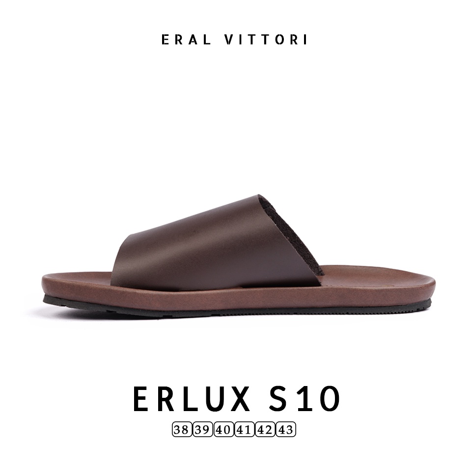 Eral Vittori - Erlux S10 Sandal Kulit Harian Pria Santai Elegan Coklat