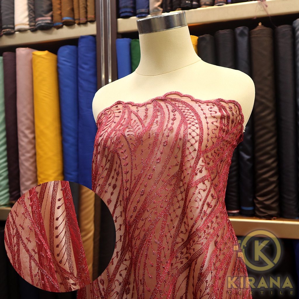 Kain tile tule tille salur akar / kain tile tule akar premium / kain tile brokat kebaya