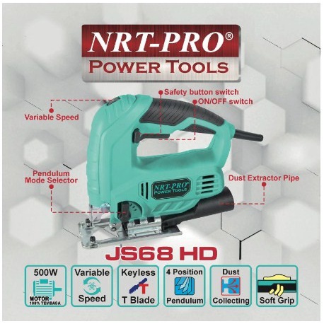 Jig Saw JS68 HD Mesin Gergaji Triplek Variable Speed Jigsaw Nrt-Pro