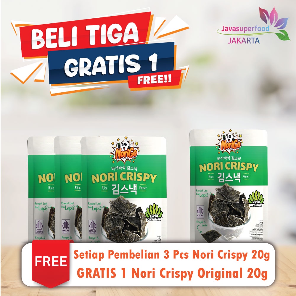 {BELI 3 GRATIS 1} Norigo / Nori Crispy Seaweed Snack 20g Rumput Laut Halal