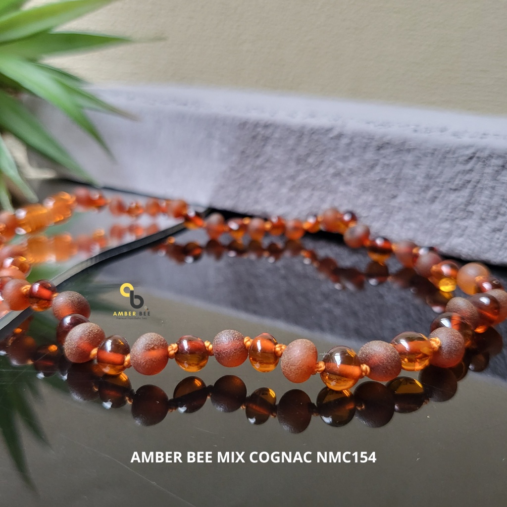 Kalung Amber Pereda Nyeri Tumbuh Gigi Bayi dan Anak Premium Mix Combine Cognac NGMC154 By Amber Bee