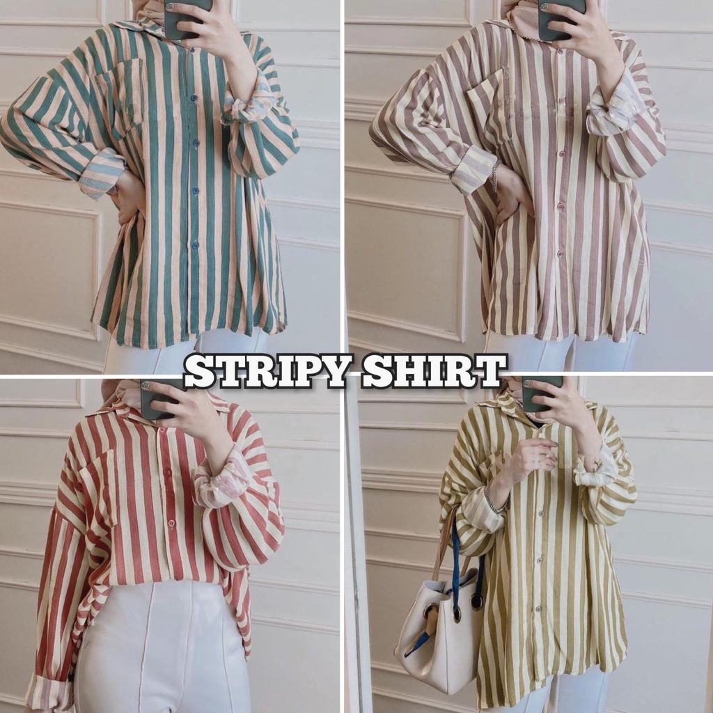 KEMEJA STRIPE JUMBO / KEMEJA MOTIF GARIS / KEMEJA OVERSIZE STRIPY SHIRT KEMEJA SALUR GARIS