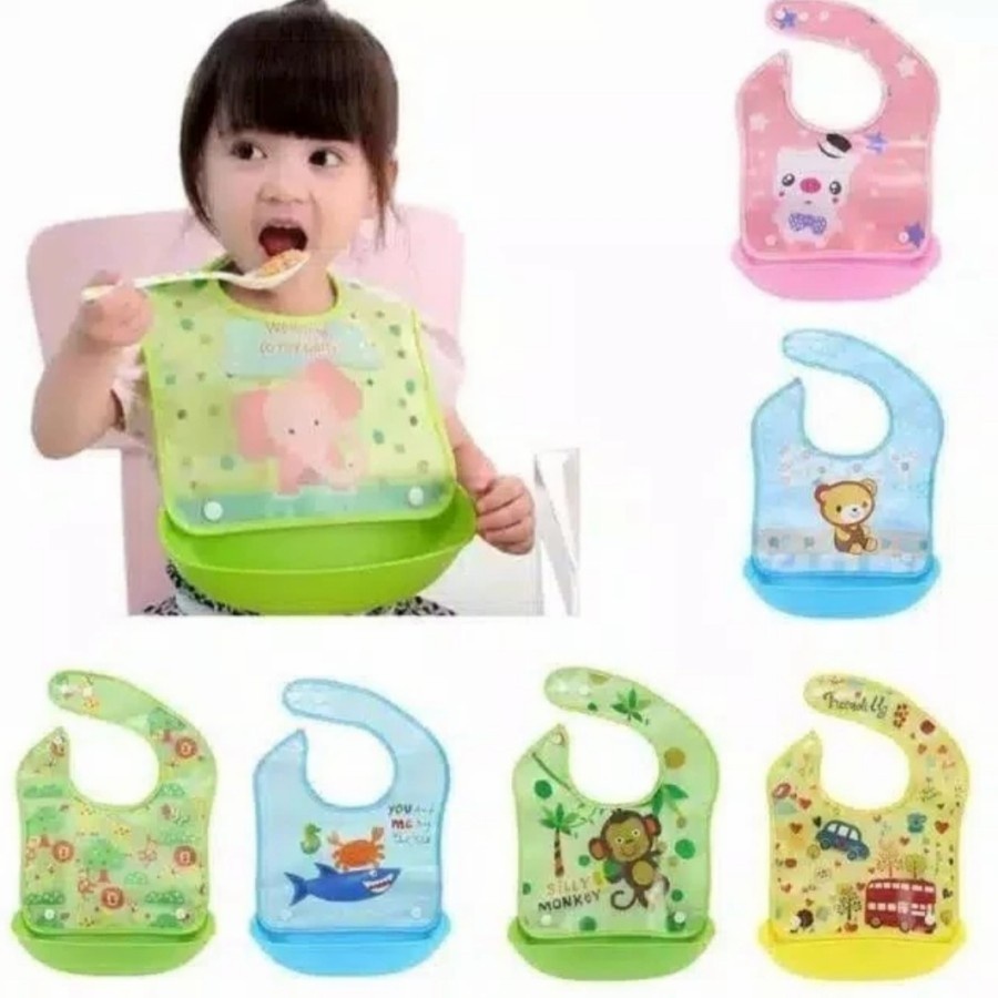 SLABBER / CELEMEK MAKAN BAYI ANTI AIR / BIB FULL SILIKON SILICONE