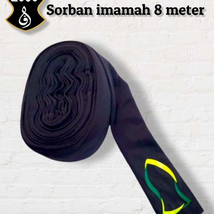 Sorban Imamah Rida Sorban Panjang 8 Meter - Hitam, 8 meter(H0P1) IMPORT PREMIUM Sorban Terompah Sorb