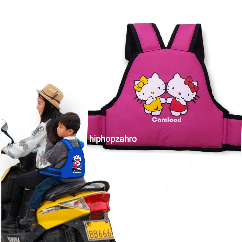 SABUK PENGAMAN BONCENGAN MOTOR ANAK MODEL MINI SABLON DORAEMON