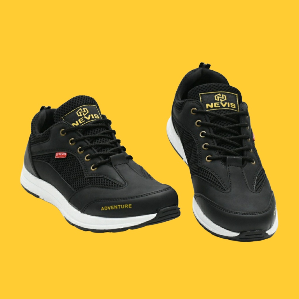 Sepatu Sneakers Pria Casual Nevis Nvs 05 Original Outdoor Kerja Hitam Pria