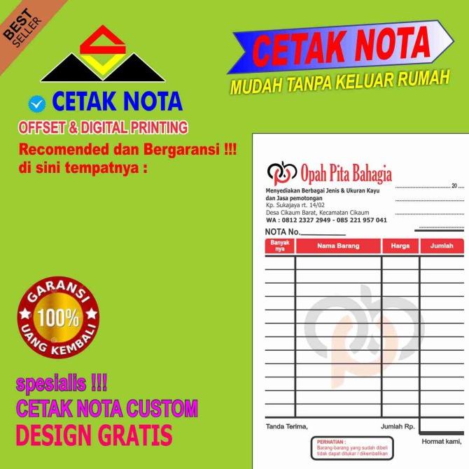 

Office & Stationery | Buku Tulis | Nota Custom 1/4F 2 Ply (Full Warna 4 Buku) | Best Seller