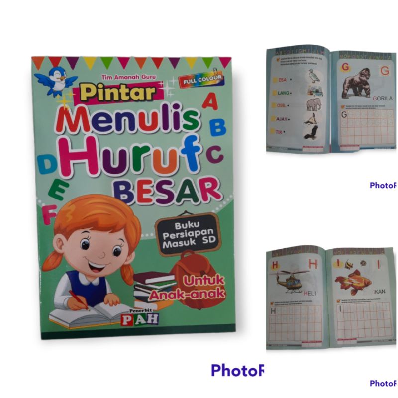 Buku Anak Seri Pintar Menulis Huruf Besar Huruf Kecil Angka Matematika Full Color PAH - TBS