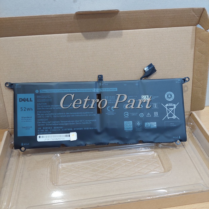 Baterai Batre Laptop Dell XPS 13 3301 7390 9370 9380 Series Type DXGH8