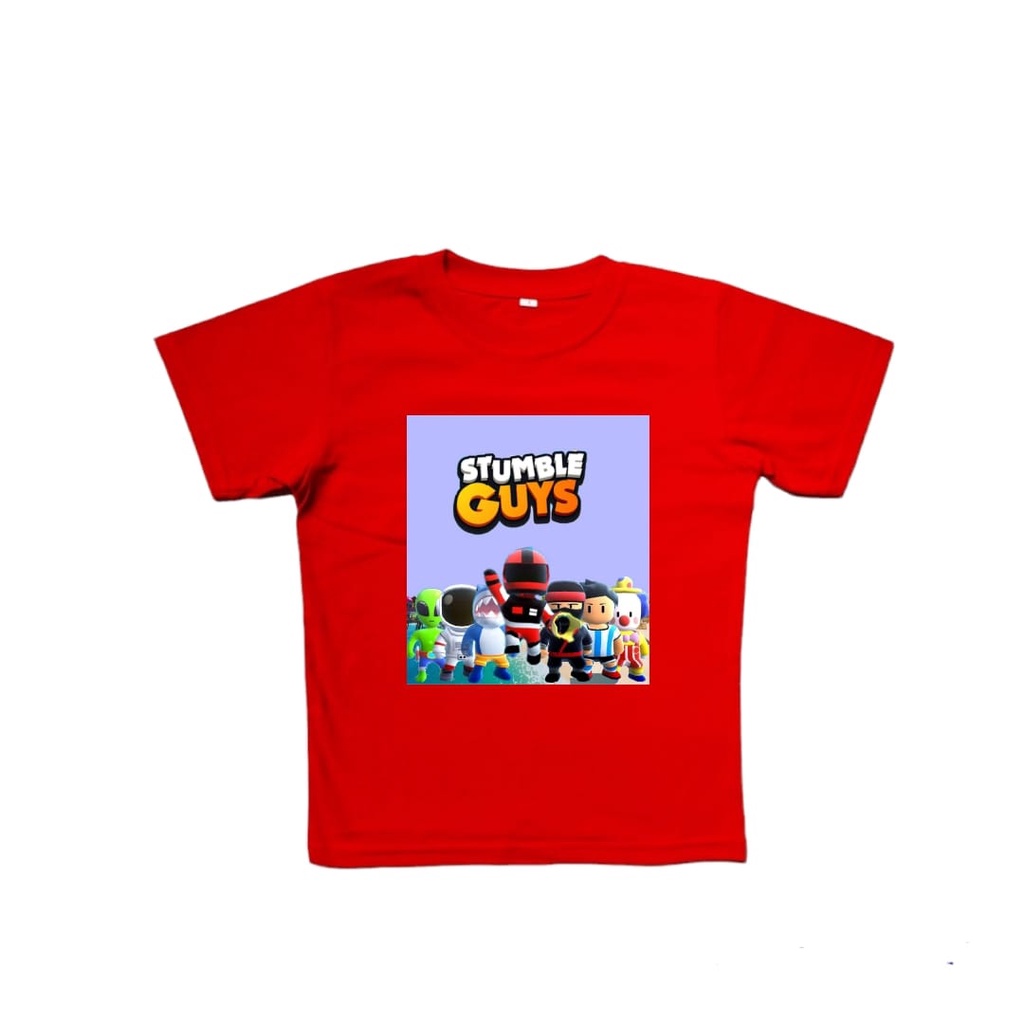 Kaos Stumble Guys Anak Laki Laki Gratis Topi Umur 2 - 10 Tahun Pakaian Kaos Atasan Stumble Guys Anak Lengan Pendek SGL144