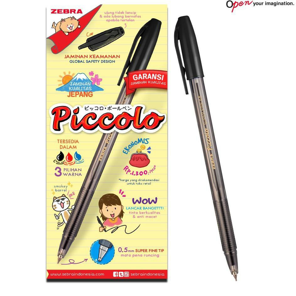 

BOLPEN ZEBRA PICCOLO 0.5 BLACK PACK / PEN ZEBRA PICCOLO / BALLPOINT PICCOLO ISI 12