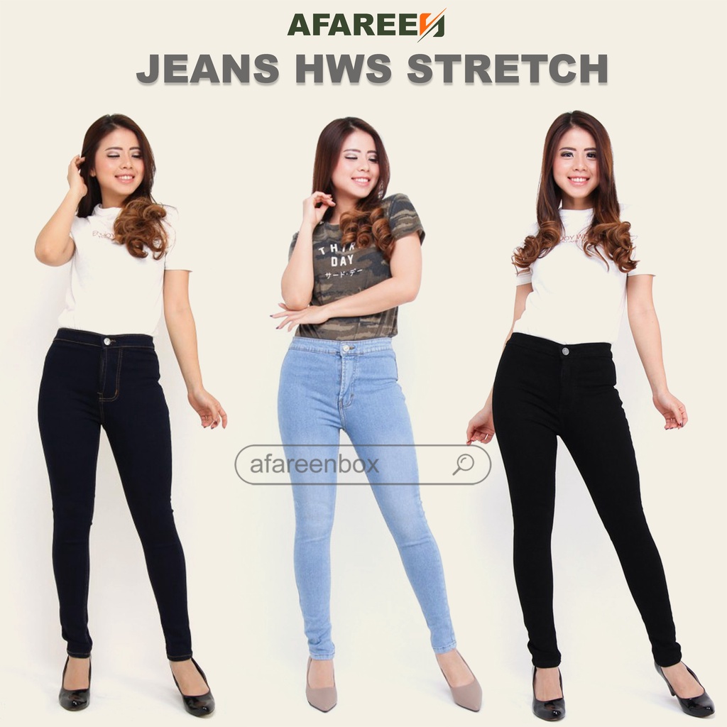 AFAREEN - Celana Jeans Highwaist Ripped Sobek Jeans HW Wanita Body Goal 31-34