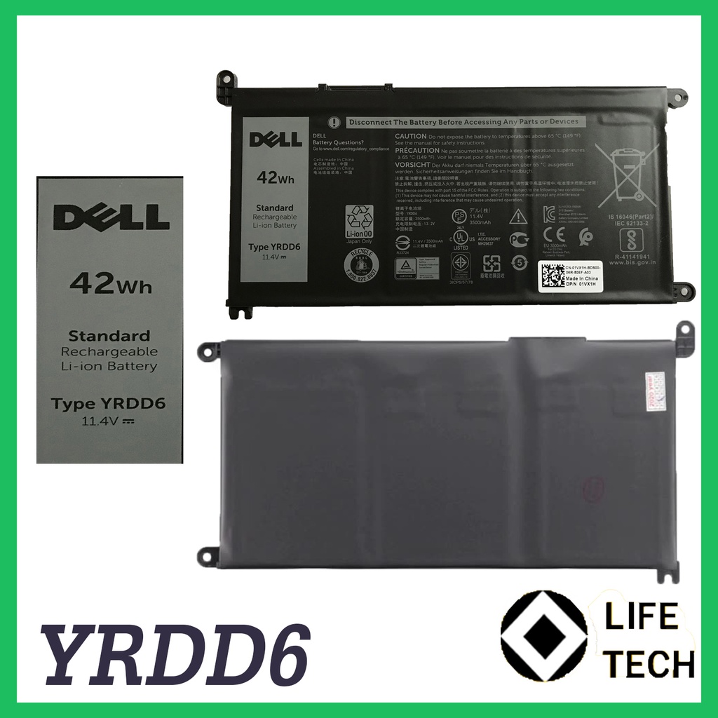 Baterai Laptop Dell Inspiron YRDD6 5485 5491 5493 5593 5590 Vostro 5481 5581 5590 5490 Series / VM732 0VM732 01VX1H 1VX1H 11.4V 42Wh 3500mAh