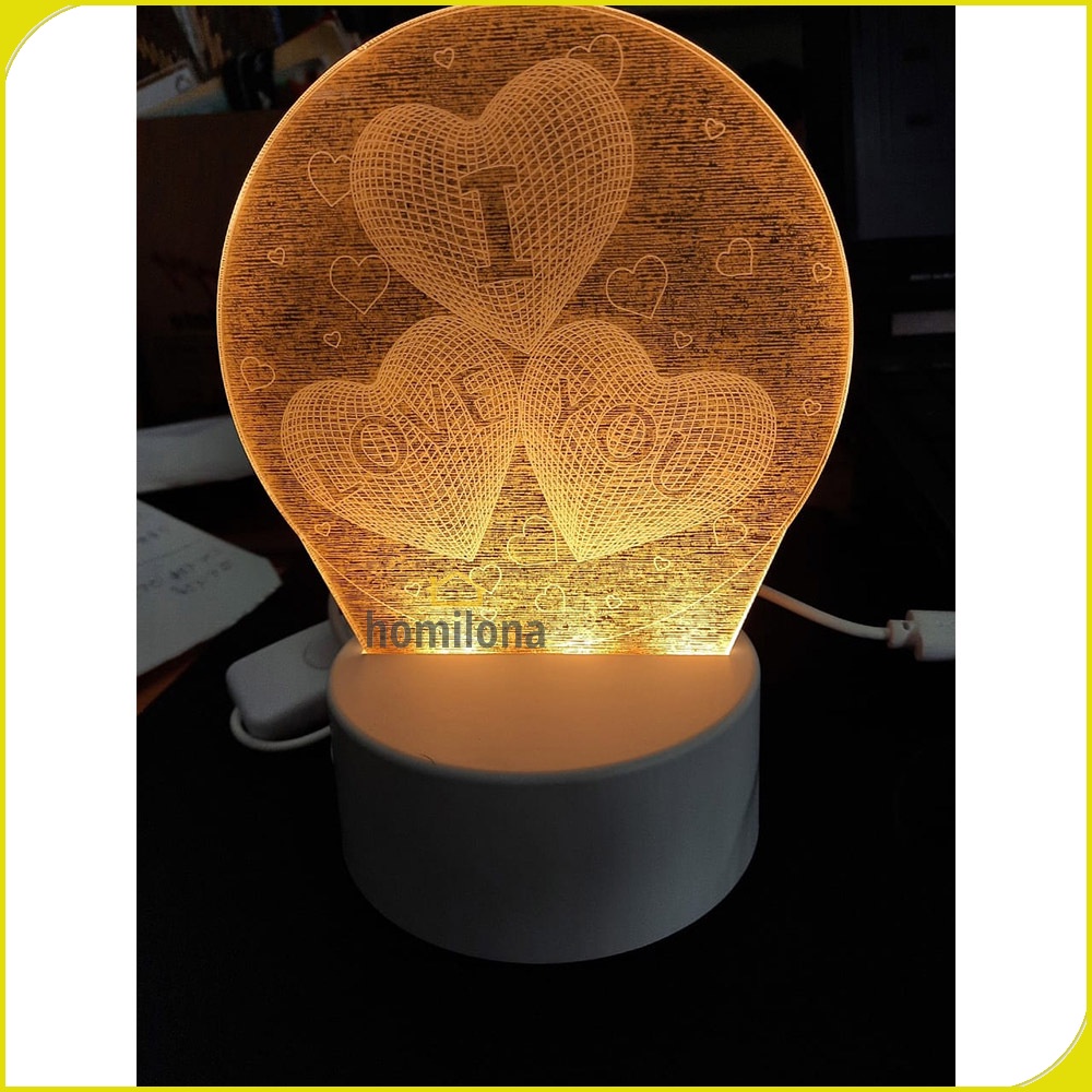 Lampu 3D LED Transparan Design I LOVE YOU - SOLOLANDOR LD3200 - White