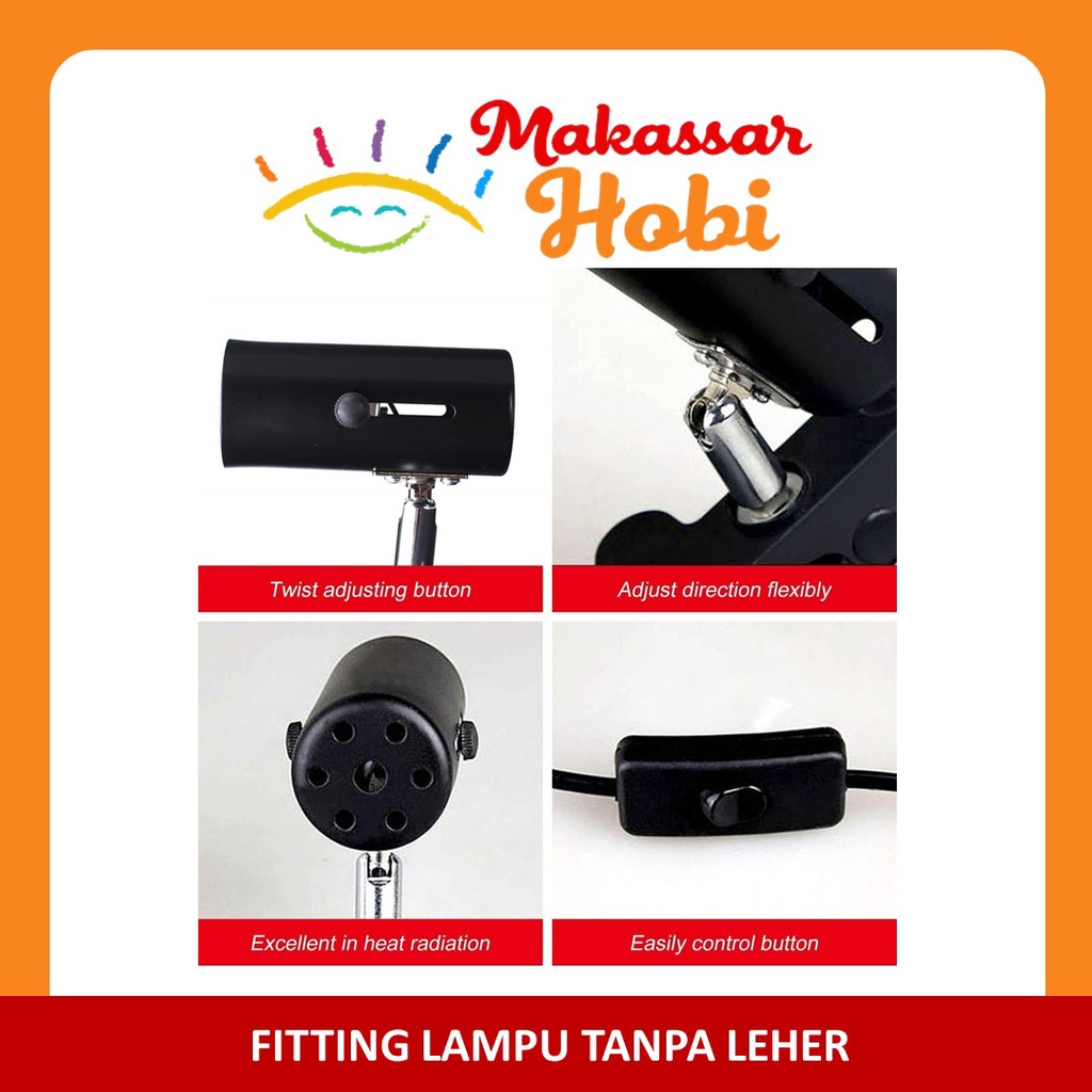 Holder Fitting Lampu Reptil Reptile Kura-Kura UV UVA UVB Jepit Keramik