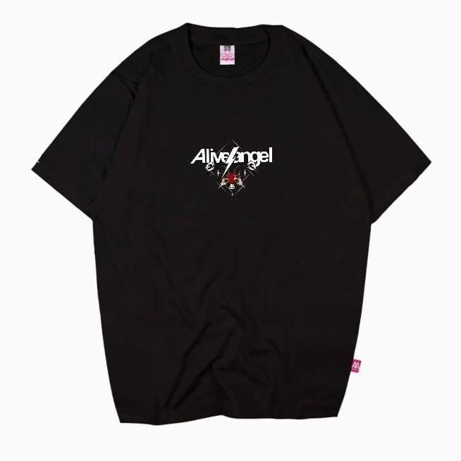 TSHIRT DISTRO SIMPLE FONT ORIGINAL ALIVE ANGEL WEAR / SATANIC 666 / KAOS PRIA / WANITA / UNION / LOG
