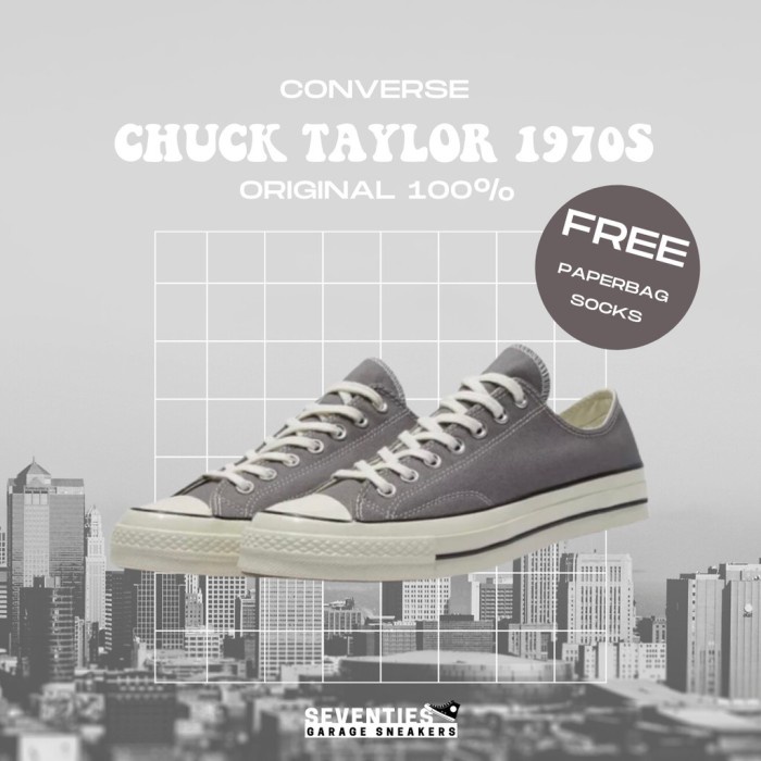 SEPATU CONVERSE CHUCK TAYLOR 70S LOW GREY 100% ORIGINAL - 39
