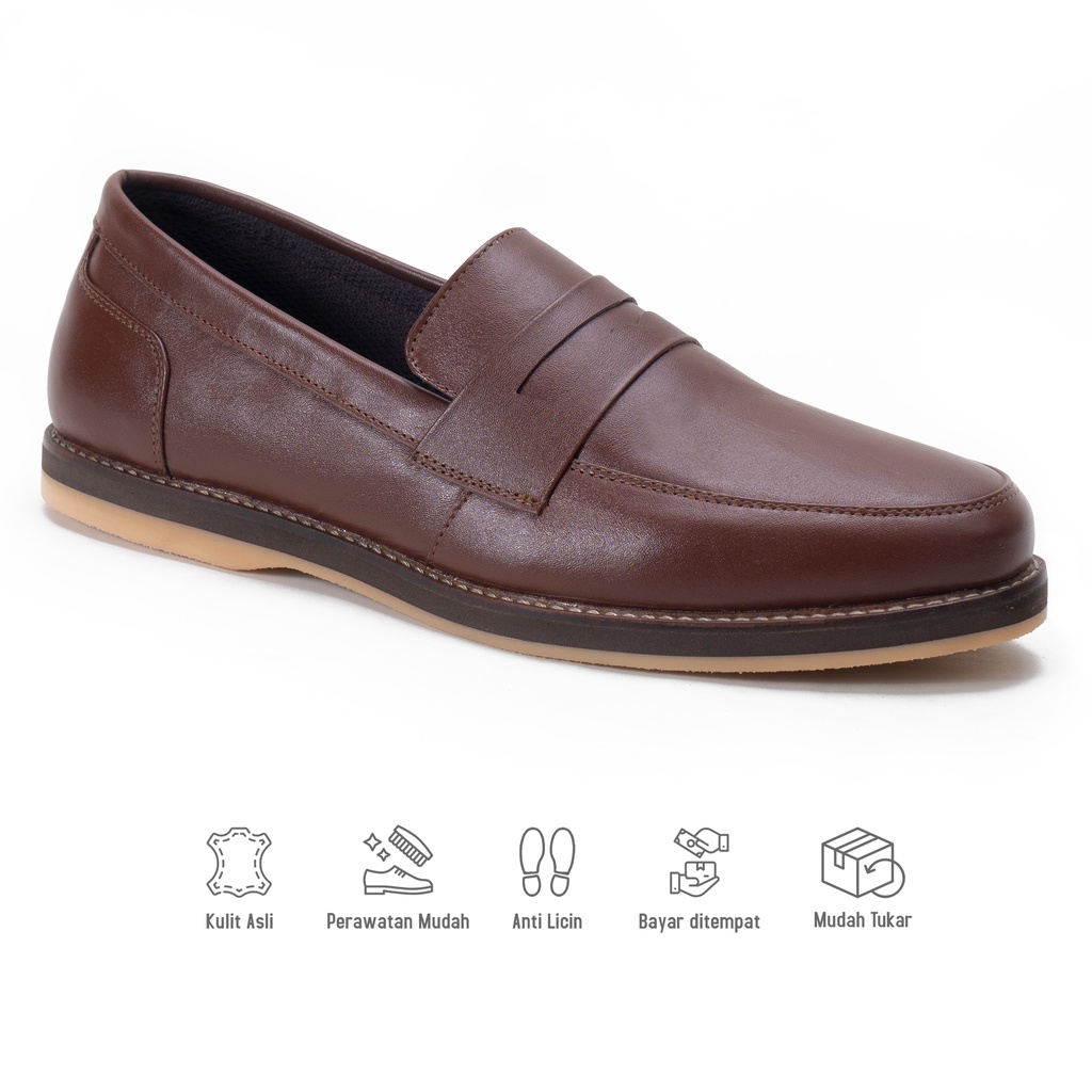 Sepatu Loafers Pria Slip On Kulit Asli Fordza F.D335