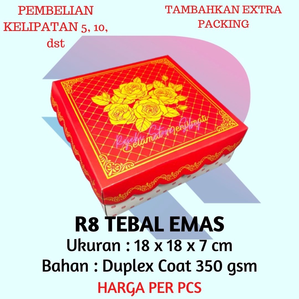 

DUS KUE / DUS NASI R8 TEBAL EMAS 18 x 18 x 7 cm | KOTAK NASI