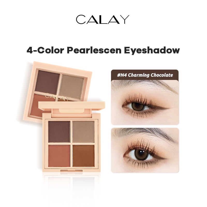 CALAY Pearlescent Eyeshadow High Pigmented Eyeshadow 4 Warna Nude Eyeshadow #4Charming chocolate