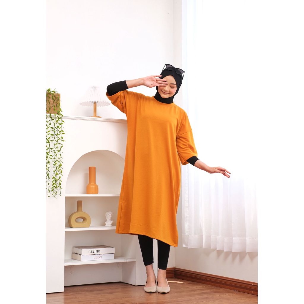 MIDI DRESS BASIC Tee OVERSIZE KAOS Jumbo Long tunik TSHIRT DRESS POLOS